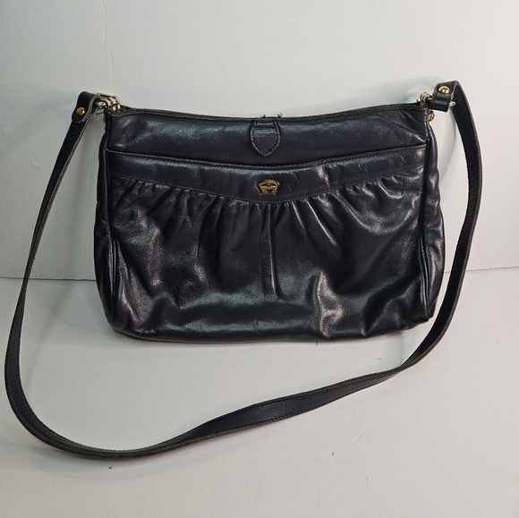 Etienne Aigner Vintage Classic Navy Blue Soft Leather Shoulder Bag - Picture 1 of 6